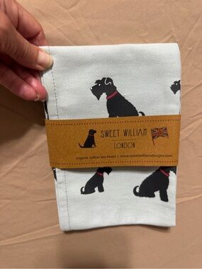 Pale Blue - Dog Print Organic Cotton Tea Towel